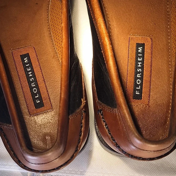 FLORSHEIM Mens Slip On Shoes With Tassels Two Tone Black & Brown 11.5